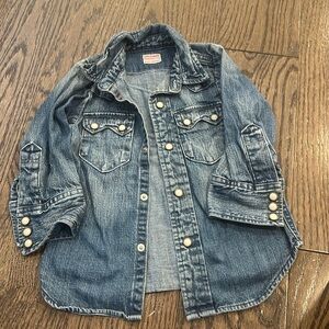 Denim Dungaree denim button down kids. Size 12-24 months. excellent condition.